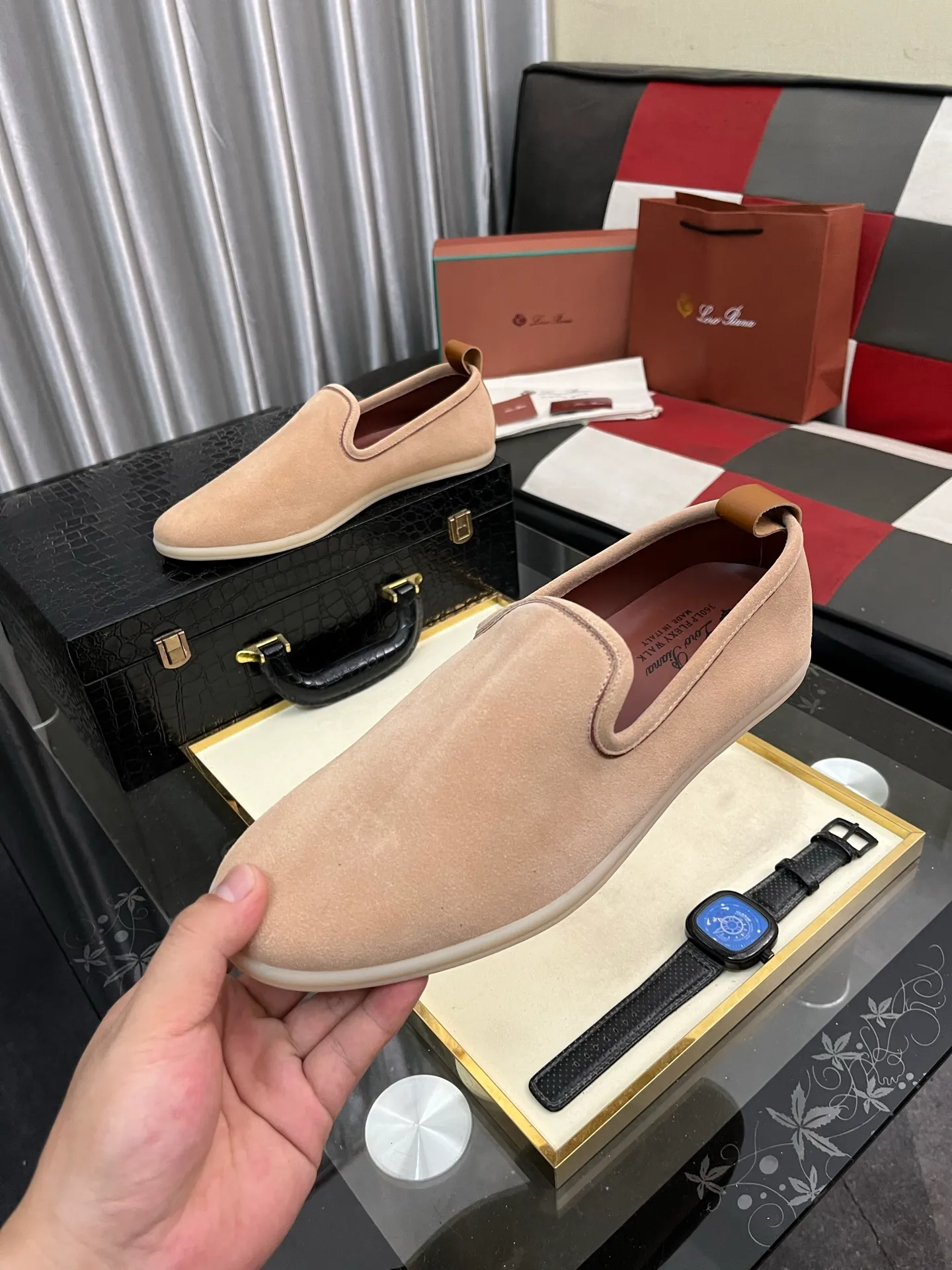 Men's men's shoes 💰420⌚️⌚️Loro*Piana pure original 2023 soft and comfortable LP deerskin flat casual star same style slip-on Loft men's shoes size 38-44
